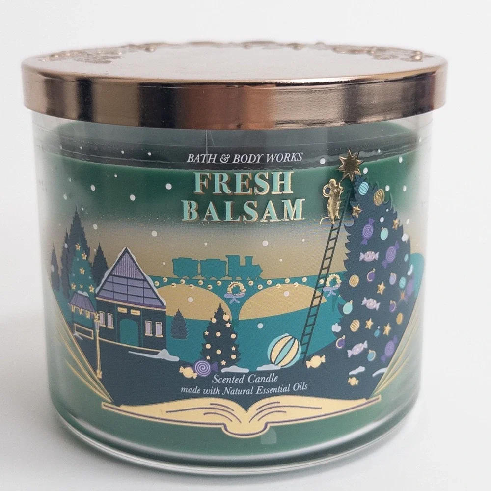 Bath‎ & Body Works Fresh Balsam 3-Wick Candle 14.5 oz Holiday Seasonal HTF